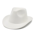 Vista detallada del sombrero de vaquero de fieltro blanco con ala curva y copa clásica - Talla única / Blanco