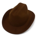 Classic dark brown felt cowboy hat for kids featuring fine stitching and a Fedora style top - Coffee (Kids)