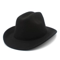 Classic black felt cowboy hat with wool texture and teardrop crown for kids and adults - One Size / Black