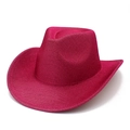 Dettaglio del cappello da cowboy rosa acceso con glitter e bordo con cuciture fini - Taglia unica / Rosa Rosso
