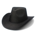 Dettaglio laterale di un cappello da cowboy nero classico con tesa larga e corona concava - Taglia unica / Nero