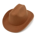 Classic kids wool felt cowboy hat with curved brim in brown, studio product view - Brown (Kids)
