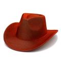 Dettaglio del cappello da cowboy rosso glitterato con finitura metallica per spettacoli - Taglia unica / Borgogna