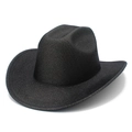Detail showing high-quality black cowboy hat with woven texture and wide brim - Black