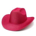 Detalle de sombrero vaquero rosa fucsia con textura metálica brillante y ala ancha - Rosa rojo