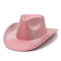 Macro view of pink and silver striped glitter cowboy hat with metallic texture finish - Pink