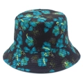 Cappello da sole reversibile con stampa floreale tropicale blu e gialla vivace - Base Blu Notte Floreale Tropicale