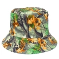 Cappello da pescatore mimetico con foglie e tesa larga per escursioni estive e pesca - Taglia unica / Mimetico Foglie Gialle Appassite (3#)