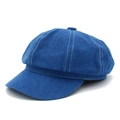 Cappello newsboy classico in denim blu con corona ottagonale e cuciture bianche a contrasto - Taglia unica / Blu