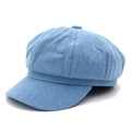 Berretto newsboy vintage in denim azzurro con design classico a pannelli e bottone superiore - Taglia unica / Azzurro