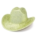 Detail of emerald green metallic sequin cowboy hat showing texture and glitter finish - One Size / Gold