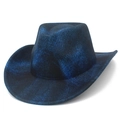 Detail of western cowboy hat with textured dark blue finish and classic rolled brim - One Size / Royal Blue Marble (4#)