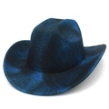 Detail of glitter finish western cowboy hat with blue-black gradient and flat top - Blue Black Gradient Metallic (4#)