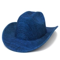 Detailed view of the blue cowboy hat featuring high-quality denim texture and classic wide brim - Royal Blue Denim Texture (3#)