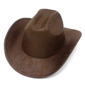 Close-up of vintage dark brown faux suede stitching and texture on the western cowboy hat - Coffee