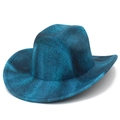 Detail view of teal marble textured western cowboy hat with wide brim and classic crown - Teal Marble Texture (2#)