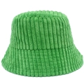 Dettaglio della trama del cappello a secchiello in velluto a coste verde morbido - Taglia unica / Verde