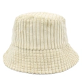 Dettaglio cappello bucket in velluto a coste beige con strisce e tesa trapuntata - Taglia unica / Beige