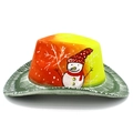 Christmas party cowboy hat with hand-painted snowman patterns and festive red yellow gradient - Holiday Snowman Style (5# Heart Top)