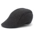 Klassieke donkergrijze flat cap met visgraatmotief in vintage Britse stijl voor de herfst - Eén maat / donkergrijs