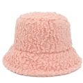 Detalle de gorro de lana de cordero rosa con textura de felpa gruesa y costuras limpias - Talla única / Rosa