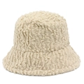 Primer plano de la gruesa textura de lana de cordero beige en un sombrero de invierno - Talla única / Caqui