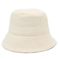 Cream faux suede bucket hat with warm white sherpa lining for autumn and winter - One Size / White