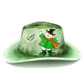 Festive green Christmas cowboy hat featuring snowman print and white star patterns - Christmas Snowman Style (1# Heart Top)