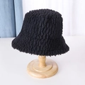 Sombrero de lana de cordero negra para mujer con diseño cálido y resistente al viento invernal - Negro