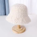 Sombrero bucket de lana de cordero sintética crema cálida para mujer invierno cortaviento - Beige