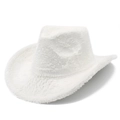 Detail of soft white faux fur texture on a classic western style cowboy hat for winter - One Size / White