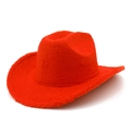 Dettaglio di un cappello da cowboy arancione brillante in pile con tesa rialzata - Taglia unica / Rosso