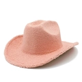 Dettaglio della trama in lana d'agnello rosa su un cappello da cowboy in stile western - Taglia unica / Rosa