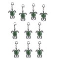 Set of 10 green sea turtle pendants with lobster clasps for DIY jewelry and keychains - Green Turtle Lobster Clasp