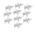 Set mit 10 Vintage Silber Büffel Anhängern für DIY Halsketten und Armbänder Zubehör - Kuh-Stil