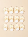 Detailed grid view of 12 miniature resin flip flop charms with yellow straps and silver rings - Yellow