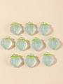 Lot de dix pendentifs pêche vert clair translucides avec anneaux pour bijoux DIY - Pêche Bleu Clair