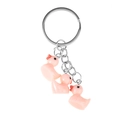 Schattige roze hars eend sleutelhanger met drie glanzende hangers en zilveren ring - Roze