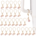 Pendentifs alphabet papillon en émail rose avec fermoir mousqueton doré pour tasses - Design de Lettre Circulaire / Papillon Rose Lettre A (Or Rose)