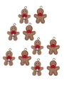 Set de 10 colgantes de hombre de jengibre de resina con lazos rojos para bisutería - Multicolor