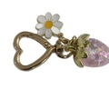 Pink heart keychain with strawberry charm and daisy pendant for women bags - Translucent Purple Strawberry Heart Clasp