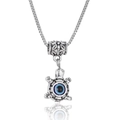 Vintage turtle pendant necklace with evil eye charm on a stylish box chain design - Turtle