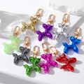 Colorful resin balloon dog keychains set with gold metal lobster clasps for bags - Multi-color