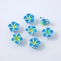 Perline a fiore di frangipani in argilla per la creazione di gioielli fai-da-te - Confezione da 10 / Blu