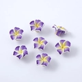 Perline a forma di plumeria 15mm viola e giallo per creazione di gioielli fai da te - Confezione da 10 / Viola