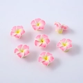 Dettaglio di perle a forma di fiori di frangipane in argilla rosa e gialla per gioielli - Confezione da 10 / Rosa
