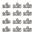 Antique silver DIY charms with 2024, 2025, and 2026 year number pendants for jewelry - 2025 Number Style
