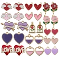 24-piece colorful enamel heart and rose alloy charms set for DIY jewelry making - Colorful Vibrant Style (Style 3)