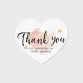 Détail d'une carte de remerciement en forme de cœur avec aquarelle rose et message pro - Style 4