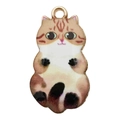 Detail eines süßen Katzenanhängers aus Legierung mit goldener Öse für DIY-Schmuck - Kaffee Emaille Katze-18688